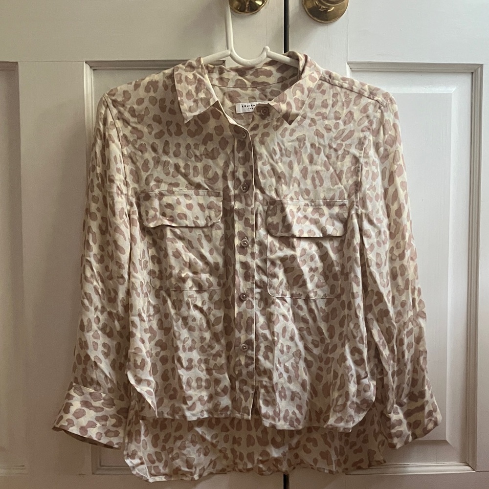 Equipment Animal Print Long Sleeve Blouse